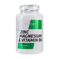 Цинк Магній Б6 Progress Nutrition Zinc Magnesium & Vitamin B6 60 м'як. капсул