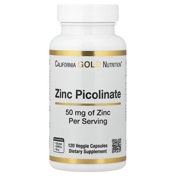 Цинк пиколинат, 50 мг, Zinc Picolinate, California Gold Nutrition, 120 вегетарианских капсул