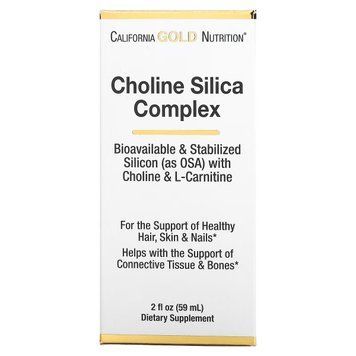 Комплекс холина и кремния для поддержки волос, кожи и ногтей, Choline Silica Complex, California Gold Nutrition, 59 мл