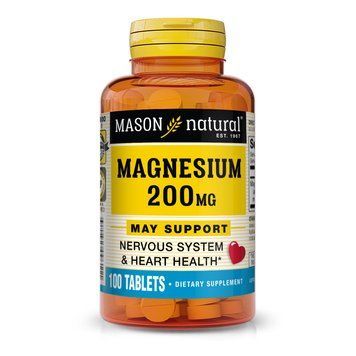 Магний, 200 мг, Magnesium, Mason Natural, 100 таблеток