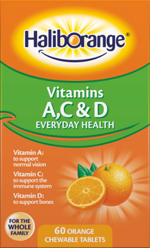 Вітамін A C і D Haliborange Vitamins A C & D 60 cжув. таблеток orange