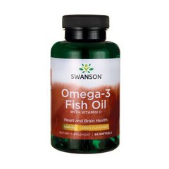 Омега 3 Swanson Omega-3 Fish Oil with Vitamin D 60 капсул