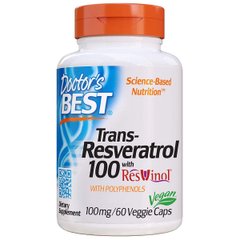 Ресвератрол, Trans-Resveratrol, Doctor's Best, 100 мг, 60 гелевых капсул