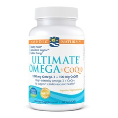 Омега 3 + коензим Q10 Nordic Naturals Ultimate Omega 1280 mg + CoQ10 100 mg 60 капсул