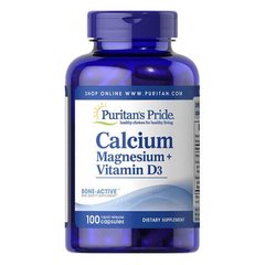 Кальцій, магній, вітамін Д3 Puritan's Pride Calcium + Magnesium + VitaminD3 - 100 капс