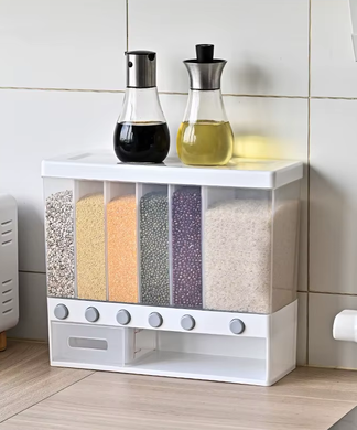Кухонний диспенсер для сипучих продуктів із дозатором 6 секцій 14&times;38&times;32 см