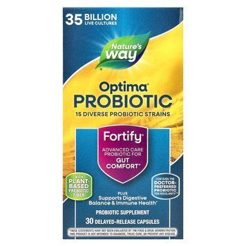 Пробіотики та пребіотики, Fortify Optima, Daily Probiotic + Prebiotics, Natures Way, щоденний догляд, 35 млрд КУО, 30 капсул з відстроченим вивільненням
