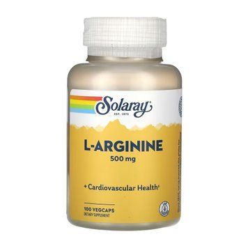 L-Аргинин Свободная форма Solaray L-Arginine Free Form 500 mg 100 вег. капсул