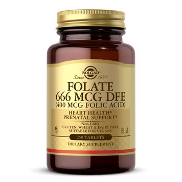 Фолієва кислота Solgar Folate 666 mcg DFE (Folic Acid 400 mcg) (250 таб)