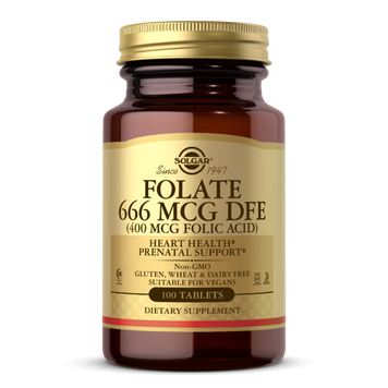 Фолієва кислота Solgar Folate 666 mcg DFE (Folic Acid 400 mcg) (100 таблеток)