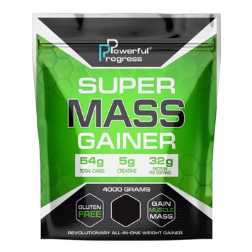 Гейнер для набору маси Powerful Progress Super Mass Gainer 4000 г Гейнер strawberry