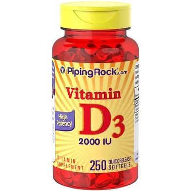 Витамин Д3 Piping Rock Vitamin D3 High Potency 2000 IU 250 капсул