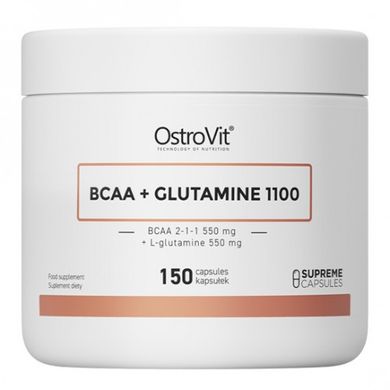 Комплекс амінокислот OstroVit BCAA + Glutamin 1100 mg 150 капсул