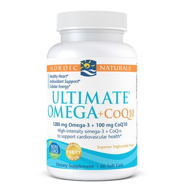 Омега 3 + коэнзим Q10 Nordic Naturals Ultimate Omega 1280 mg + CoQ10 100 mg 60 капсул