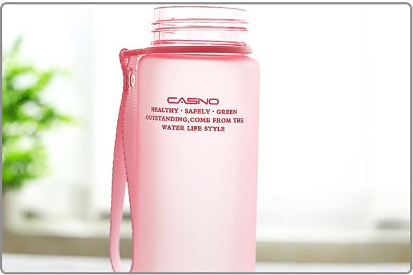 Пляшка для води CASNO 850 мл KXN-1183 Рожева + металевий вінчик