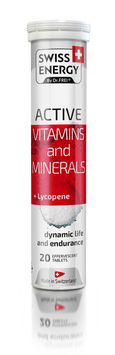 Вітаміни та мінерали з лікопіном, ACTIVE Vitamins and Minerals + Lycopene CH, Swiss Energy, 20 шипучих таблеток