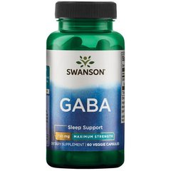 ГАМК Swanson GABA Maximum Strength 750 mg 60 капсул