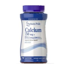 Кальций + Д3 Puritan's Pride Calcium 750 mg + D 37,5 mcg 90 мармеладок