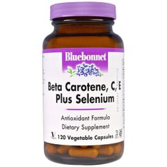 Бета-Каротин, C, Е + Селен, Beta Carotene, C, E Plus Selenium, Bluebonnet Nutrition, 120 капсул