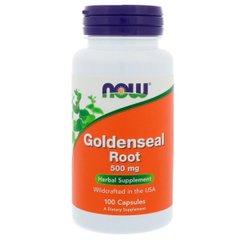 Гідрастіс (Жовтокорінь) , Goldenseal Root, NOW, 500 мг, 100 капсул