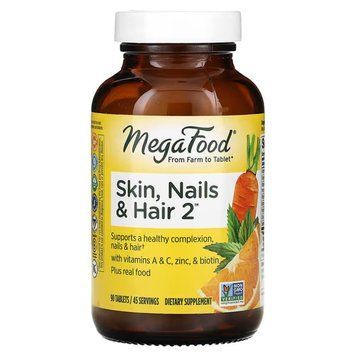 Витамины для волос, кожи и ногтей, Skin, Nails & Hair 2, MegaFoods, 90 таблеток