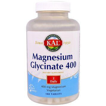 Магній гліцинат, Magnesium Glycinate, KAL, 400 мг, 180 таблеток
