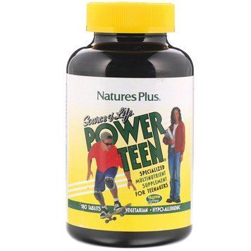 Мультивітаміни для Підлітків, Source of Life, Power Teen, Natures Plus, 180 таблеток