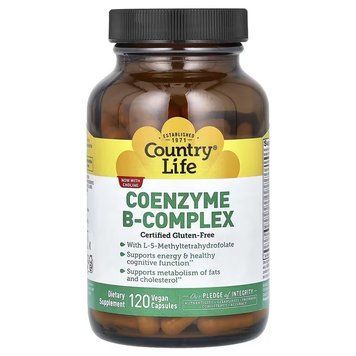 Комплекс витаминов группы В, Coenzyme B-Complex, Country Life, 120 вегетарианских капсул