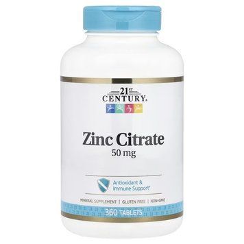Цитрат Цинка, 50 мг, Zinc Citrate, 21st Century, 360 таблеток