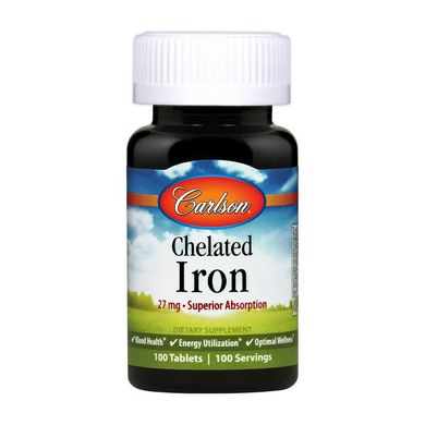 Хелатное Железо Carlson Labs Chelated Iron 27 mg 100 tabs