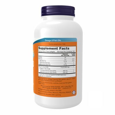 Омега 3 Now Foods Omega-3 FO 1000mg 180/120 Fish Gelatin 200 капсул