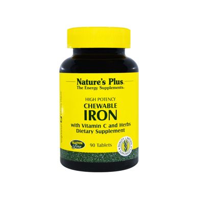 Железо с Витамином С, Chewable Iron, Natures Plus, 90 жевательных таблеток
