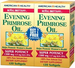 Масло примули вечірньої American Health Evening Primrose Oil 1300 mg 2 баночки по 120 капсул