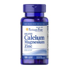 Кальций магний цинк Puritan's Pride Chelated Calcium Magnesium Zinc (100 таб) пуританс прайд