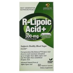 R-липоевая кислота, R-Lipoic Acid+, Genceutic Naturals, 60 вегетарианских капсул