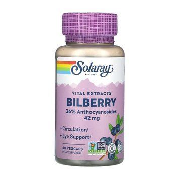 Екстракт Ягід Чорниці Solaray Bilberry Berry Extract 42mg 60 вег. капсул
