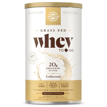 Сывороточный протеин, Grass Fed, Whey To Go, Solgar, порошок без вкуса, 377 г