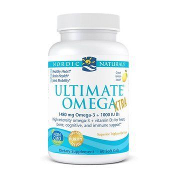 Омега 3 Nordic Naturals Ultimate Omega Xtra 1480 mg omega-3 +1000 IU D3 60 капсул Лимон