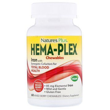 Комплекс для Підтримки Оптимального Здоров'я Крові, Hema-Plex, Natures Plus, Ягідне Асорті, 60 жувальних