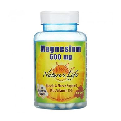 Магний B6 Nature's Life Magnesium 500мг Plus Vitamin B-6 100 вег. капсул