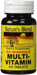 Комплекс вітамінів Nature's Blend Multivitamin No Minerals 100 таблеток