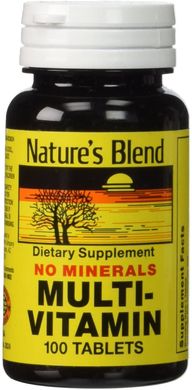 Комплекс витаминов Nature's Blend Multivitamin No Minerals 100 таблеток