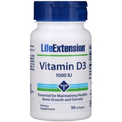 Вітамін D3, Vitamin D3, Life Extension, 25 мкг (1000 МО) , 90 гелевих капсул