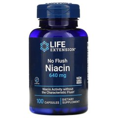 Ниацин, не вызывает покраснения, No Flush Niacin, Life Extension, 800 мг, 100 капсул