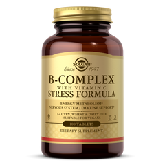 Комплекс витамином B с витамином C, B-Complex with Vitamin C Stress Formula Solgar 100 таблеток