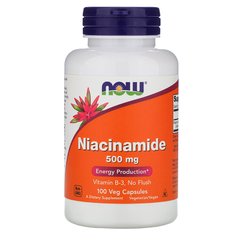 Никотинамид (Витамин В3) Now Foods Niacinamide 500 mg 100 капсул