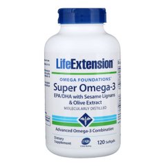 Супер Омега-3, Omega Foundations, Super Omega-3, Life Extension, 120 Желатинових Капсул
