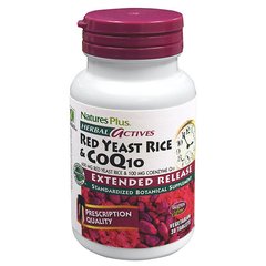 Красный Дрожжевой Рис + Коэнзим Q10, Herbal Actives, Natures Plus, 30 гелевых капсул