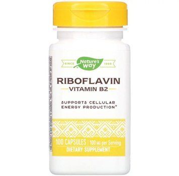 Рибофлавин, Vitamin B2, Nature's Way, 100 мг, 100 капсул