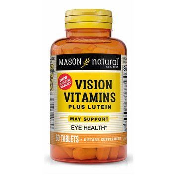 Витамины для глаз с лютеином, Vision Vitamins Plus Lutein, Mason Natural, 60 таблеток